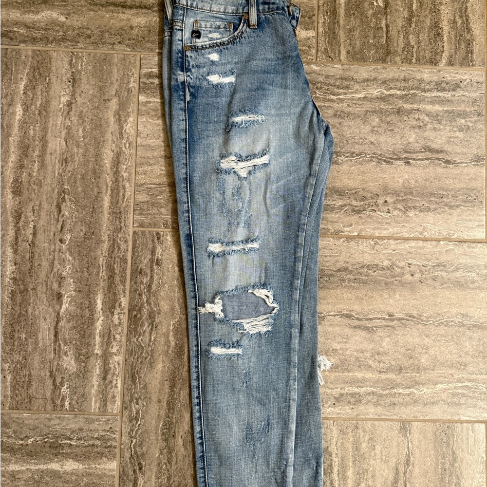 KanCan Women's Straight Leg Jeans - Distressed Blue